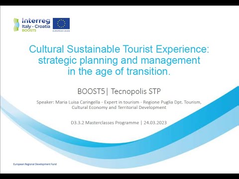 BOOST5 Masterclass: Cultural Sustainable Tourist Experience